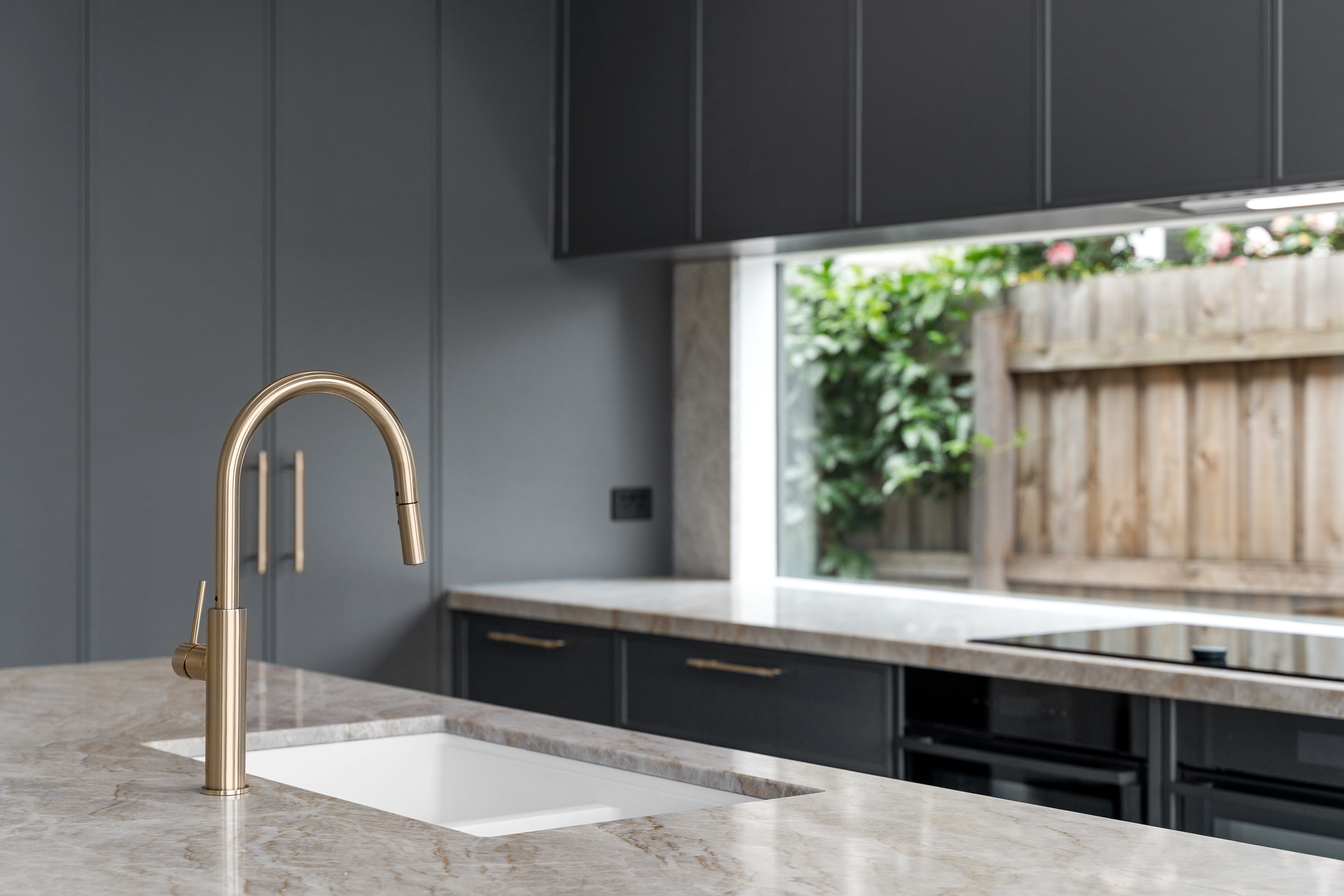 Contemporary kitchen in a completed residential project